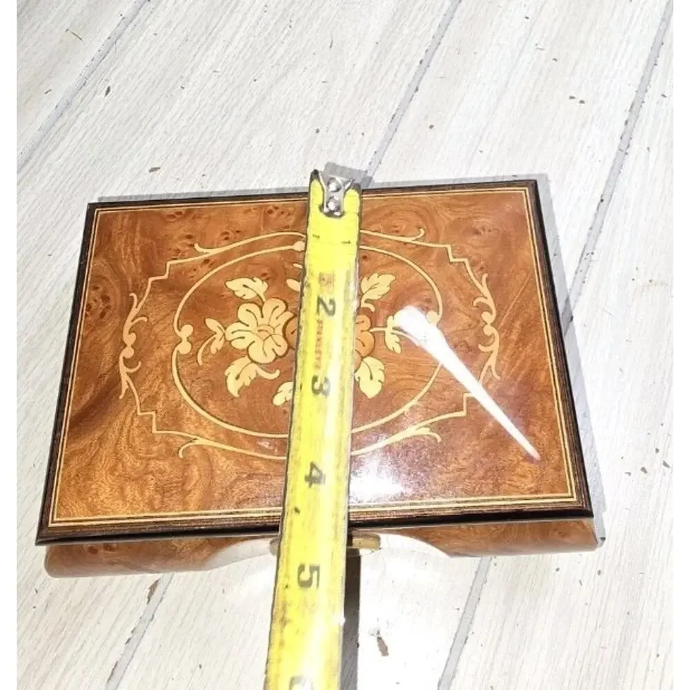 Vtg Floral Inlaid Music Box Romance Swiss Edelweiss R Rogers 6307 Jewelry